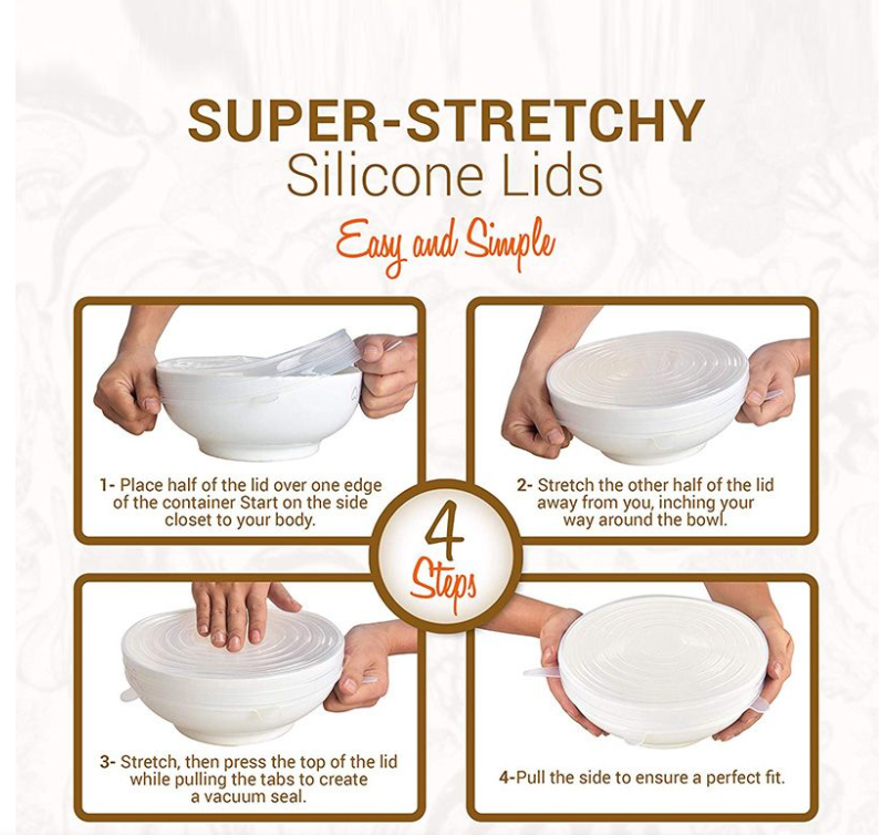 Silicone Stretch Covers 6 Pack Reusable Durable and Expandable Lids