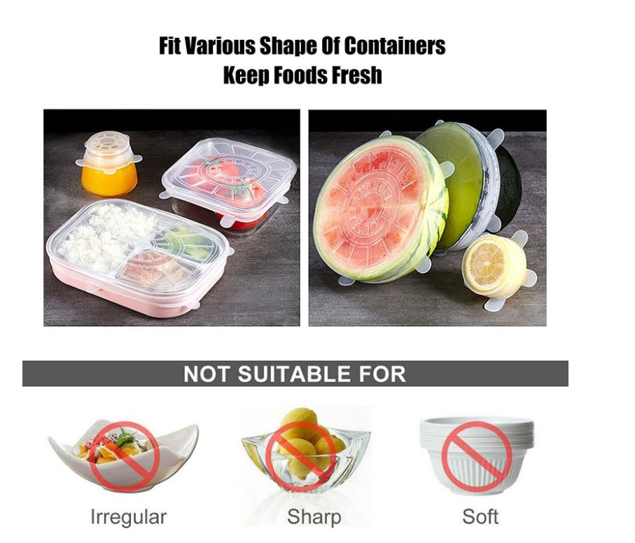 Silicone Stretch Covers 6 Pack Reusable Durable and Expandable Lids