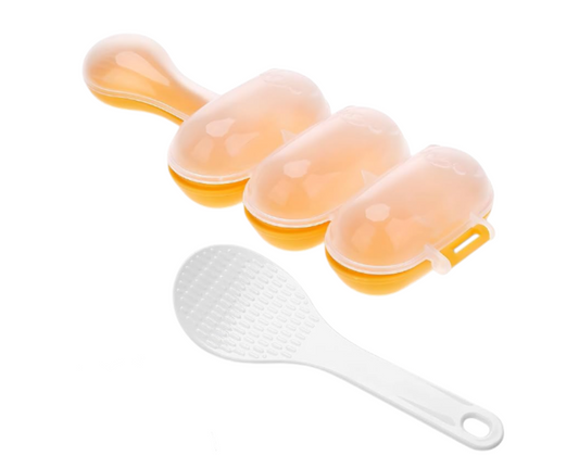 3-Compartment Hand held Rice Ball Mold Set - Orange