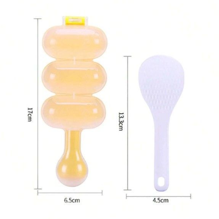 3-Compartment Hand held Rice Ball Mold Set - Orange