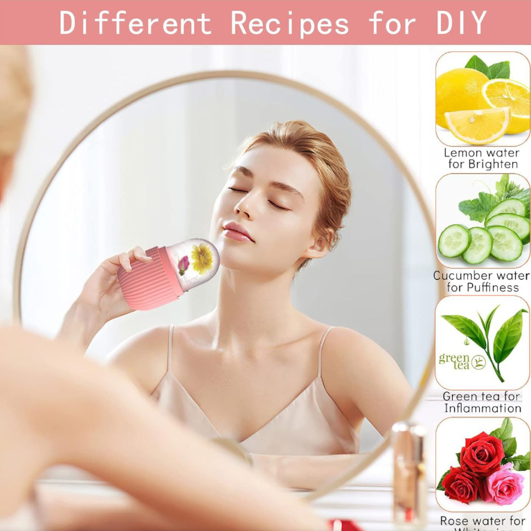 2 Pieces Reusable Silicone Ice Face Roller Gua Sha Face Massager Skin Care Tool