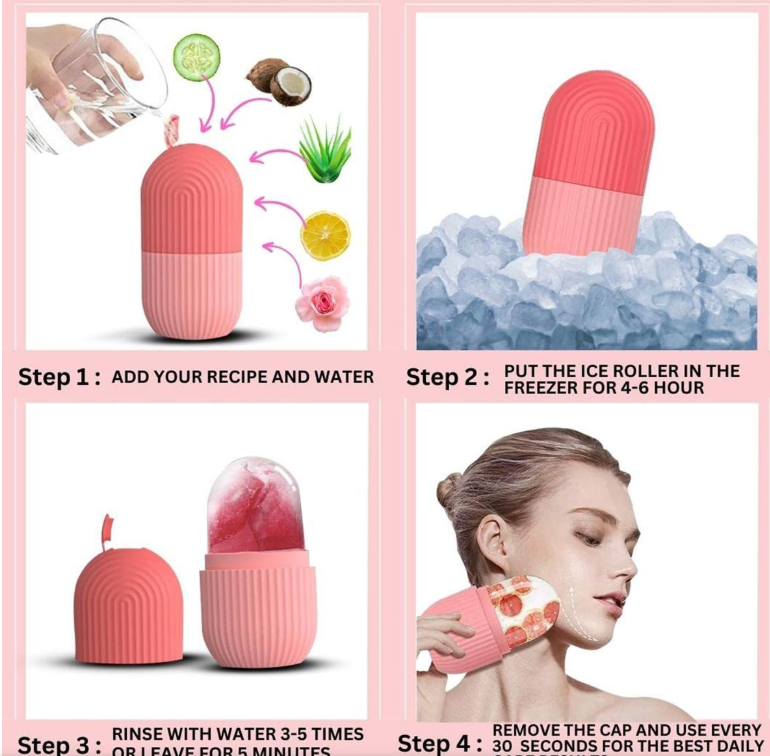 2 Pieces Reusable Silicone Ice Face Roller Gua Sha Face Massager Skin Care Tool