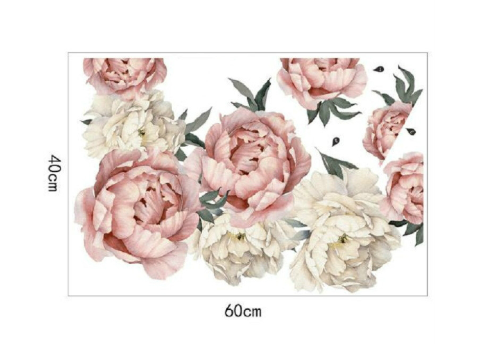 Peony Rose Flowers Wall Sticker Home Decor
