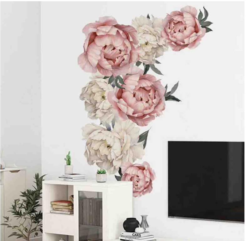 Peony Rose Flowers Wall Sticker Home Decor
