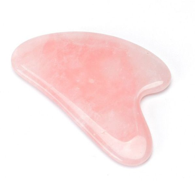 100% Thick Natural Quartz Crystal Gua Sha Tool - Rose Quartz