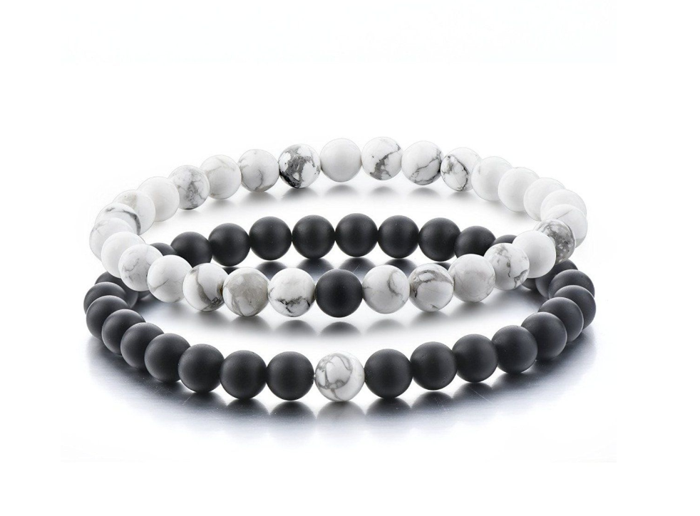 Natural Stone Couples Bracelet Set