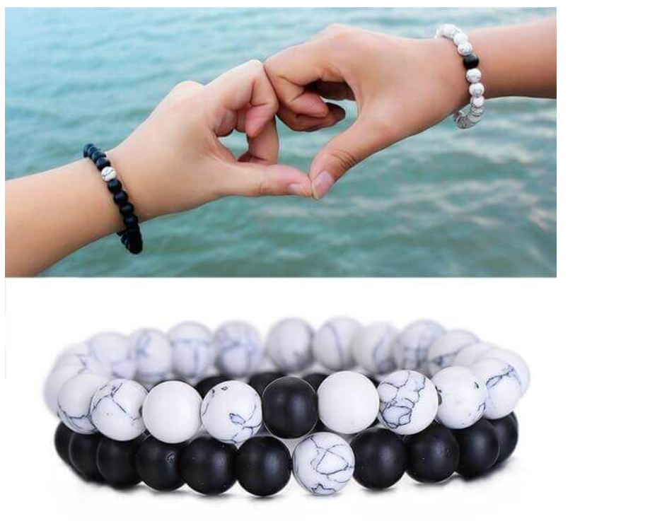 Natural Stone Couples Bracelet Set
