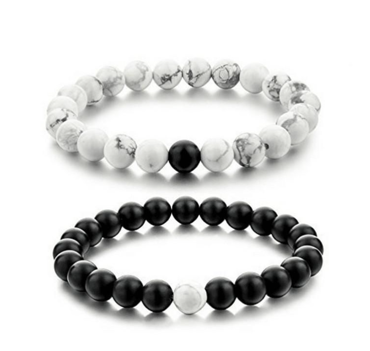 Natural Stone Couples Bracelet Set