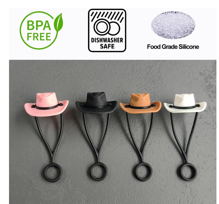 4 Pack Silicone Cowboy Hat Straw Covers Cap Cup 30 40 oz