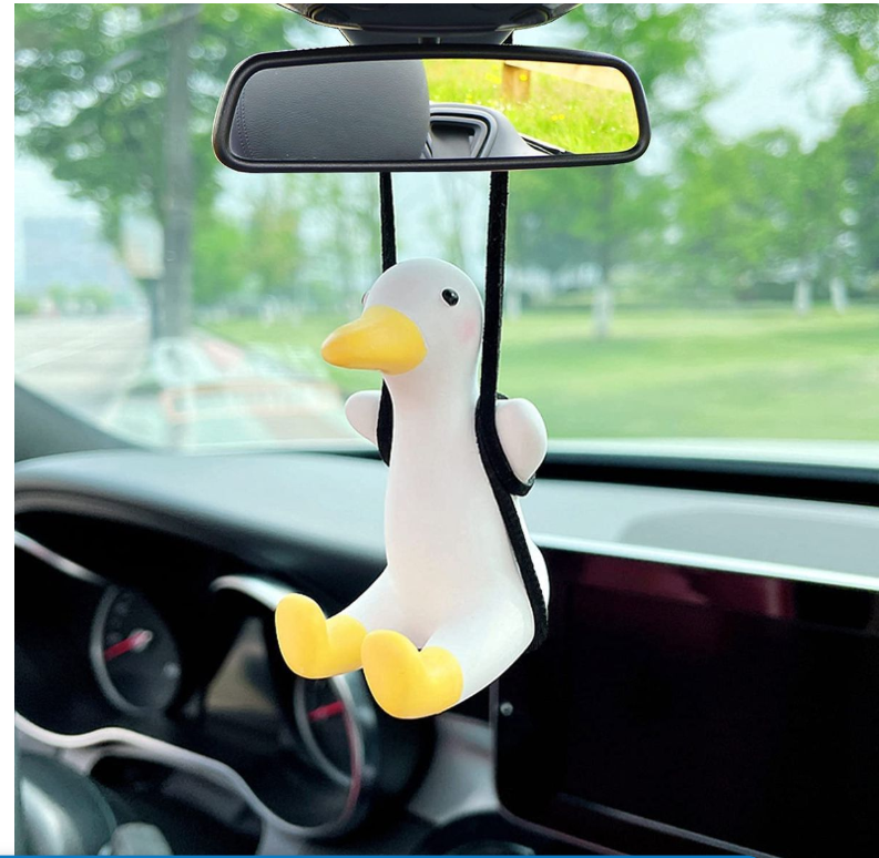 Swinging Duck Rear View Mirror Novelty Car Accessory - Hanging Ornament