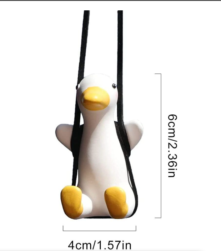 Swinging Duck Rear View Mirror Novelty Car Accessory - Hanging Ornament