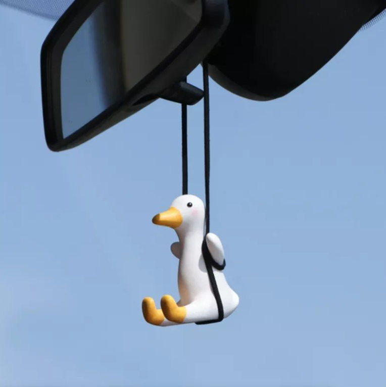 Swinging Duck Rear View Mirror Novelty Car Accessory - Hanging Ornament