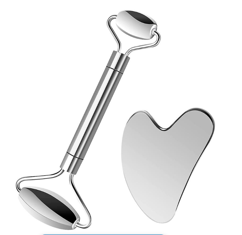 Stainless Steel Face Roller & Gua Sha Set