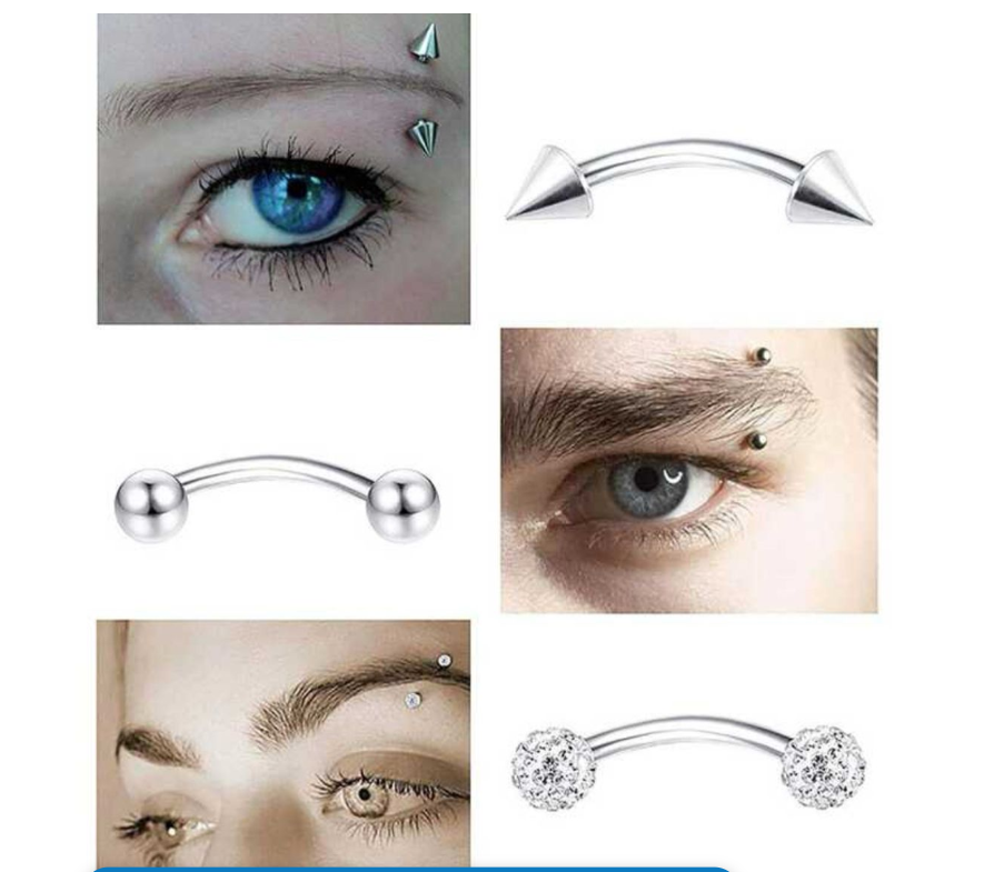 Silver 5 Pieces, 16G Rook, Lip And Eyebrow Piercing Jewelry
