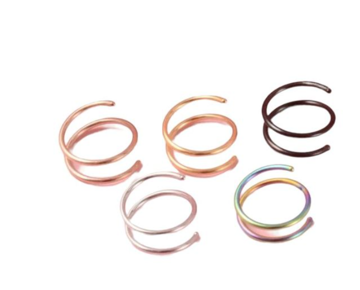 5 Piece Spiral Nose Double Ring