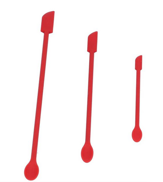 Silicone Spatular Narrow Bottle Jar Scraper Tool - Set - Red