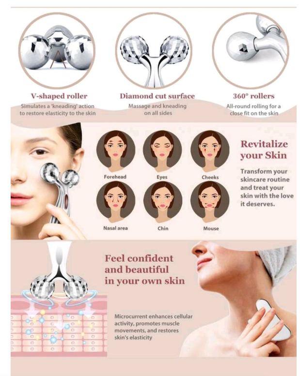 Stainless Steel Gua Sha & Facial Roller & Eye Massage Stick Set