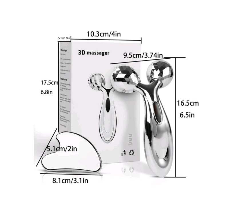 Stainless Steel Gua Sha & Facial Roller & Eye Massage Stick Set