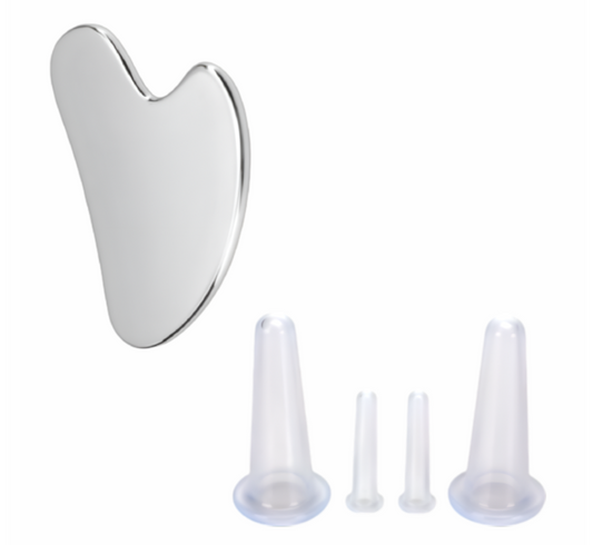Stainless Steel Gua Sha With Facial Cupping Combo