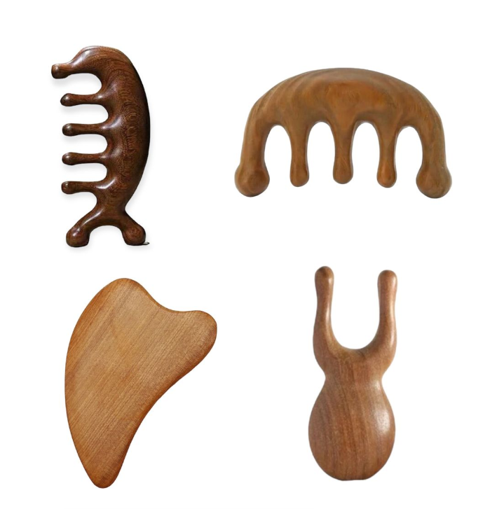 4-Piece Sandalwood Massage Tool Set