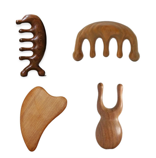 4-Piece Sandalwood Massage Tool Set