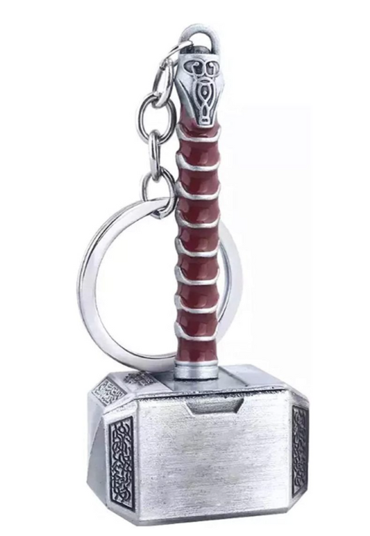 Mini Thor Hammer Mjolnir Bottle Opener - Keychain Gift/Novelty Idea - Black - Red