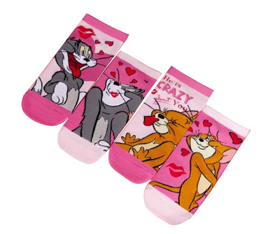 Tom and Jerry Women's Love Pink Socks - 2-Pairs