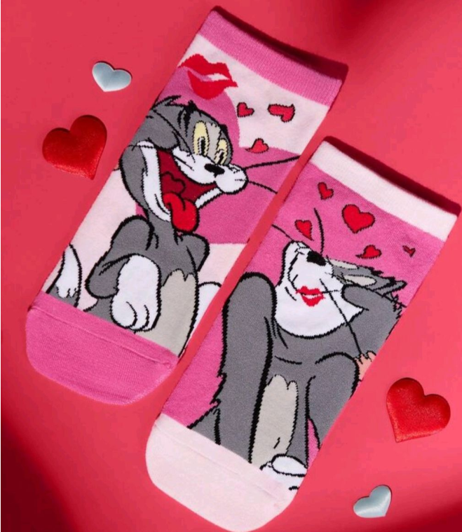 Tom and Jerry Women's Love Pink Socks - 2-Pairs