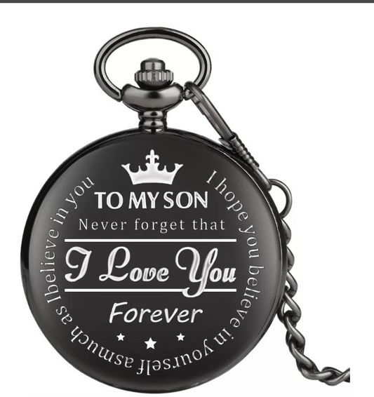 To My Son Quartz Pocket Watch - Black