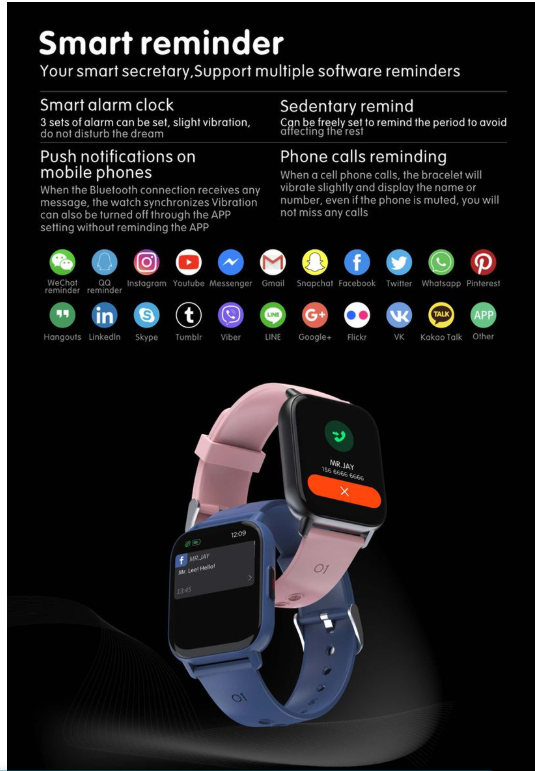 QS16 Smart Watch Pro with Body Temperature, HR and BP