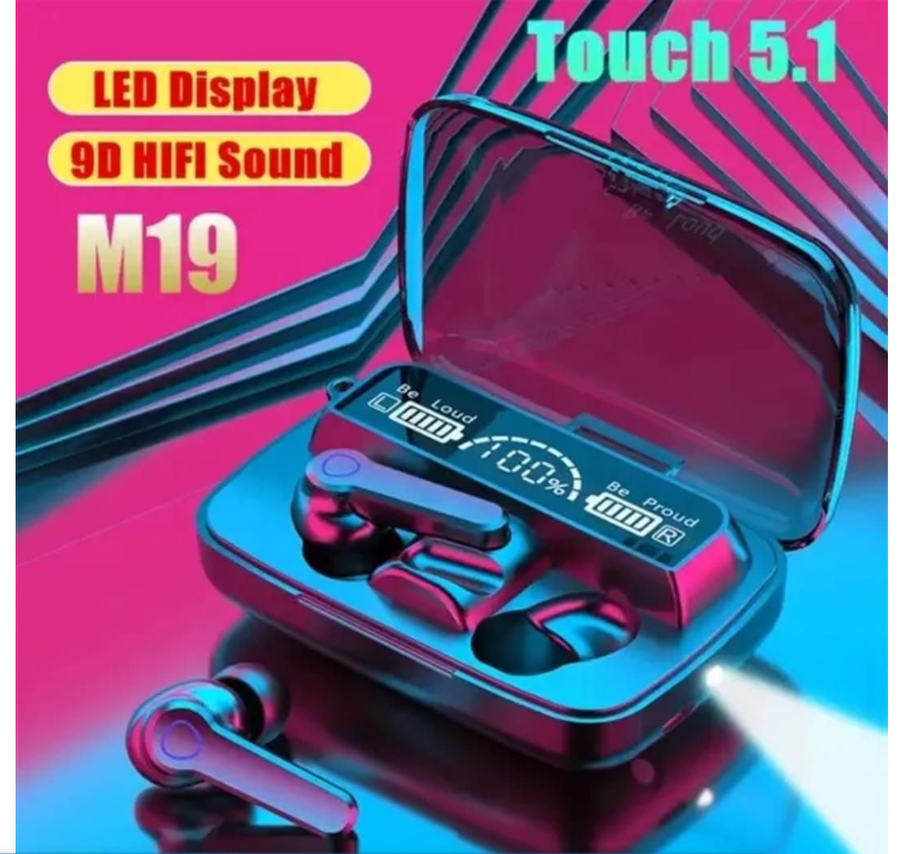 19 Wireless Bluetooth In-Ear Earphones With LED Charging Box/Carry Case