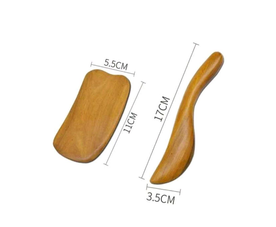 2 Piece Wooden Body Gua Sha & Sculpting Tool