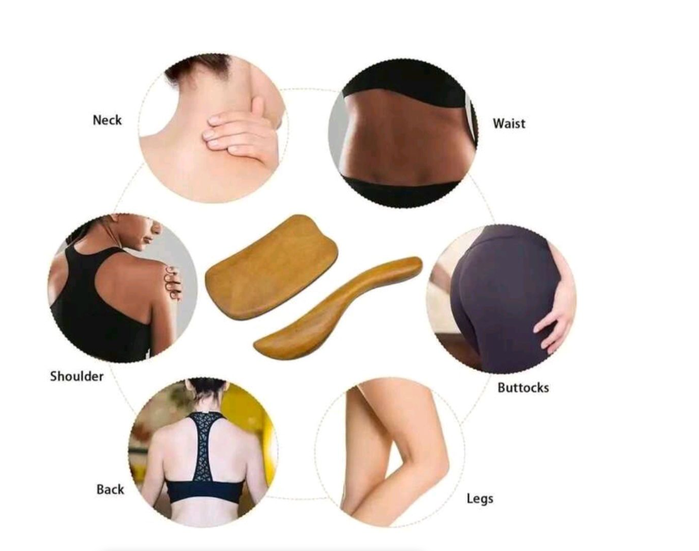 2 Piece Wooden Body Gua Sha & Sculpting Tool