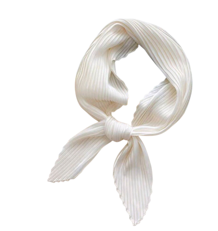 Elegant White Pleated Neck Scarf