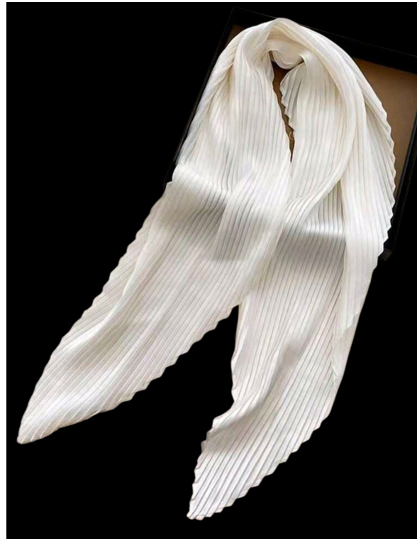 Elegant White Pleated Neck Scarf